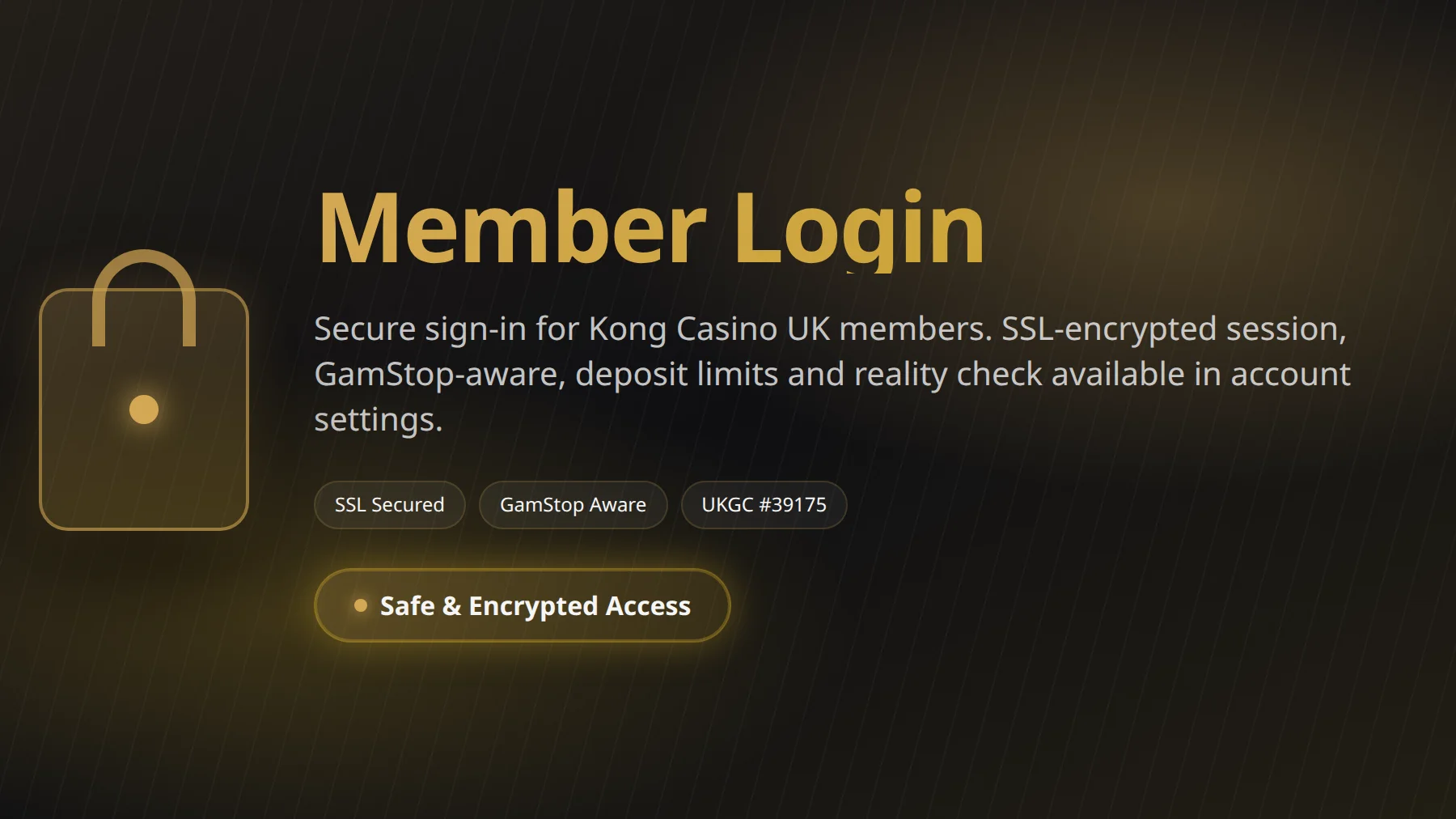 Kong Casino login screen with email and password fields