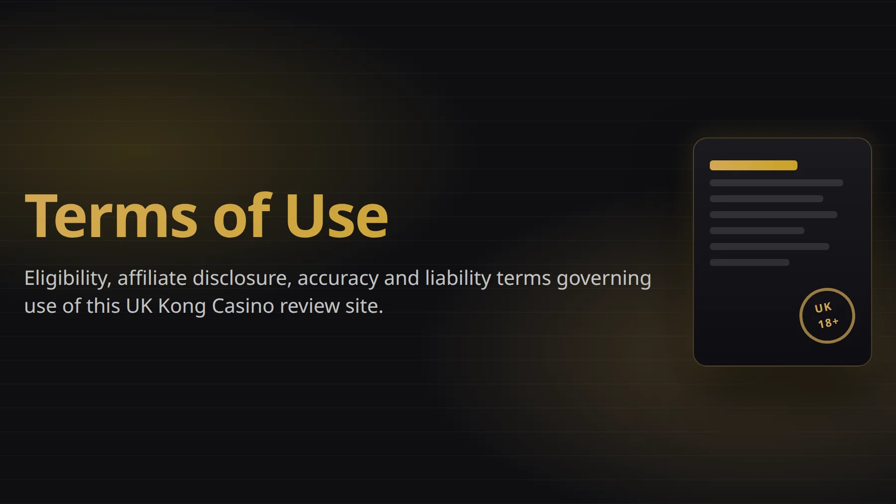 Kong Casino terms and conditions summary for UK players
